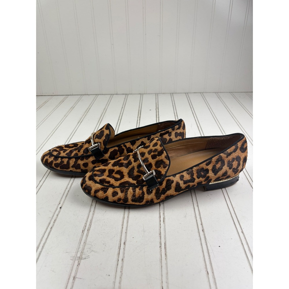 Franco Sarto Vintage Leopard Calf Hair Bit Loafers Women's Size 8 - Picture 9 of 11